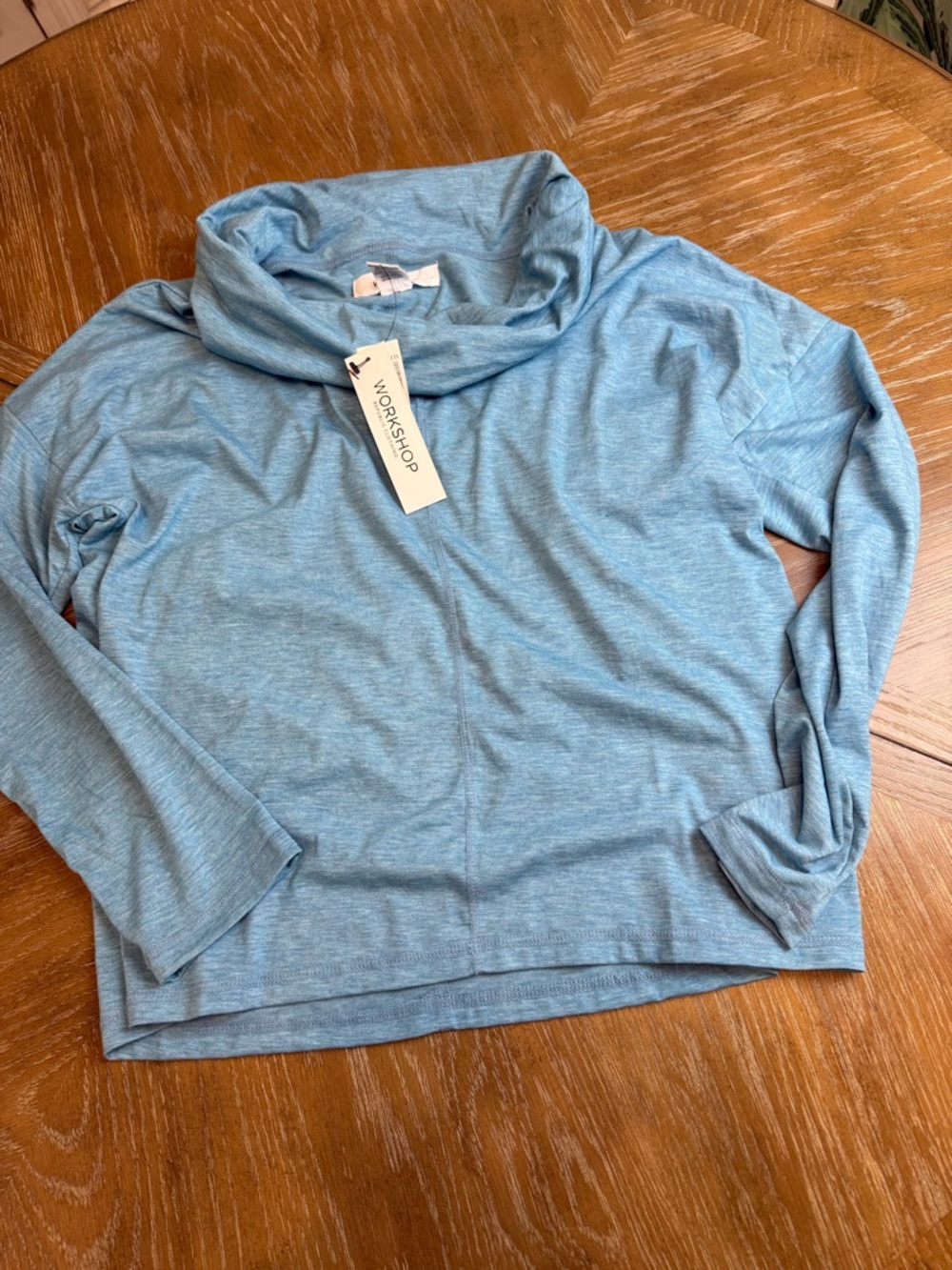 Workshop aqua Blue Cowl Neck Long Sleeve Top